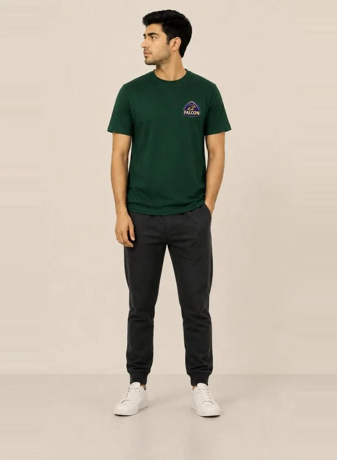 Take Two Dark Green Falcon Logo Slogan Print Regular Fit T-Shirt By Falcon