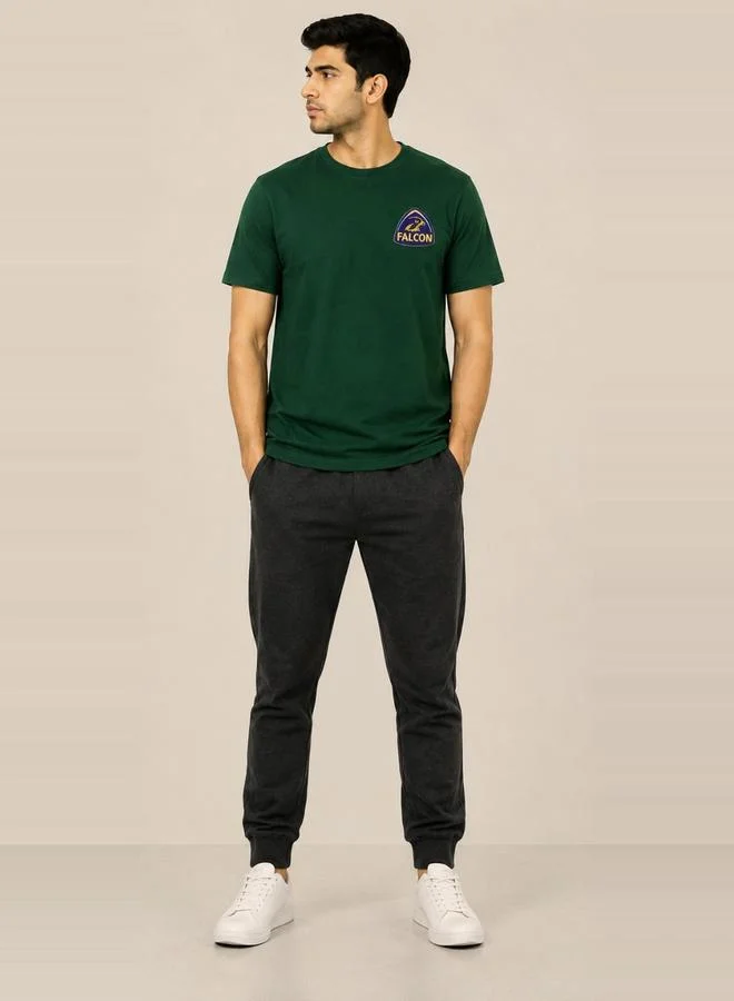 Take Two Dark Green Falcon Logo Slogan Print Regular Fit T-Shirt By Falcon