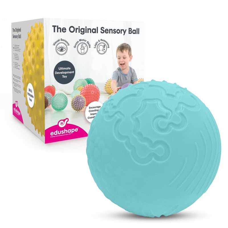 Edushape Textureiffic Sensory Ball for Baby 7 Light Blue Color Baby Ball that Helps Enhance Gross Motor Skills for Kids Aged 6 Months Up Colorful Unique Toddler Ball - Image 2