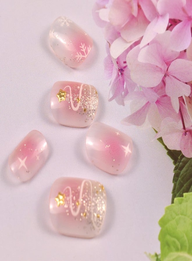 LIFOOST Semi Cured Gel Nail Stickers Winter Snowflakes Nail Designs Full Nail Art Wraps 22 Polish Strips Art Manicure Kits for Christmas DIY at Home - Image 4