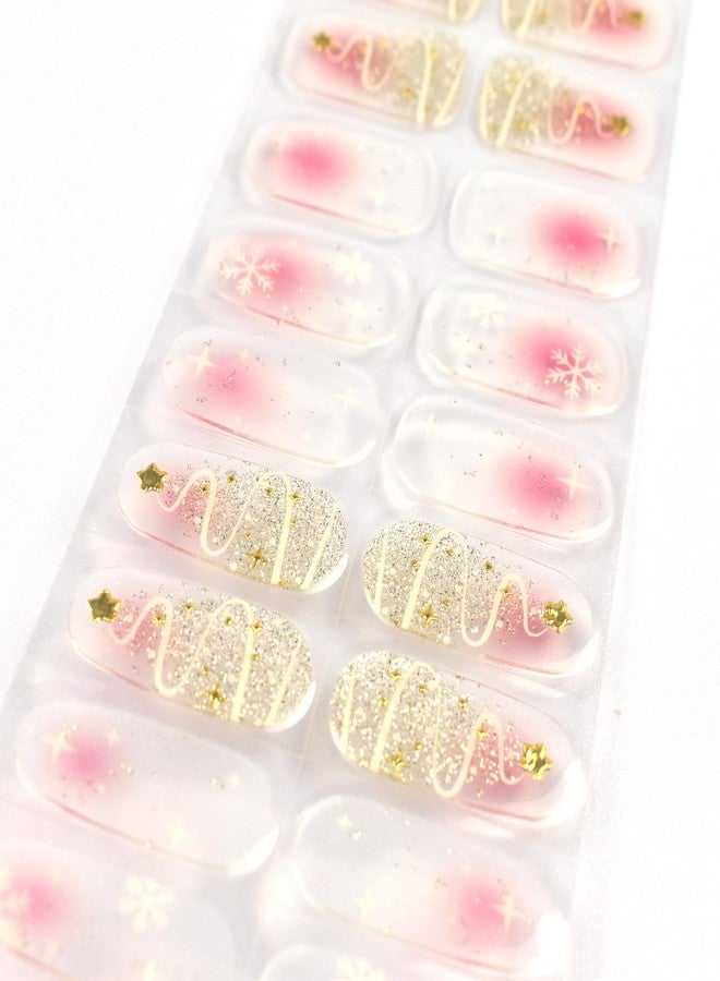 LIFOOST Semi Cured Gel Nail Stickers Winter Snowflakes Nail Designs Full Nail Art Wraps 22 Polish Strips Art Manicure Kits for Christmas DIY at Home - Image 3
