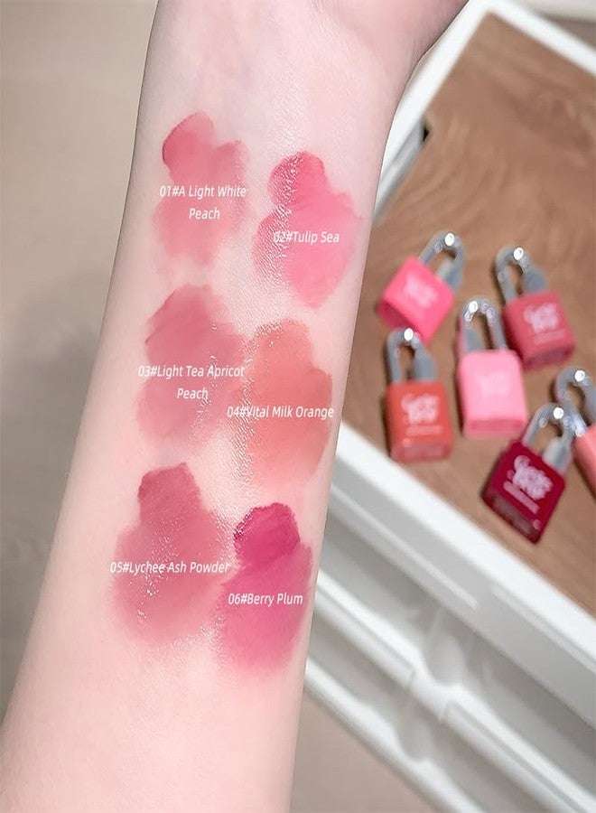 Gege Bear Lock Heart Sweet Water Lip Gloss | Non-Sticky Glossy Finish | Light Pink to Nude Berry Plum Colors Shades | Waterproof Liquid Lipstick | Cute Padlock Design | Long-Lasting Moisturizing | Gen Z Aesthetic Makeup | Flocking Brush Applicator | Best Lip Care For Women (05# Lychee Ash Powder, 3g) - Image 2