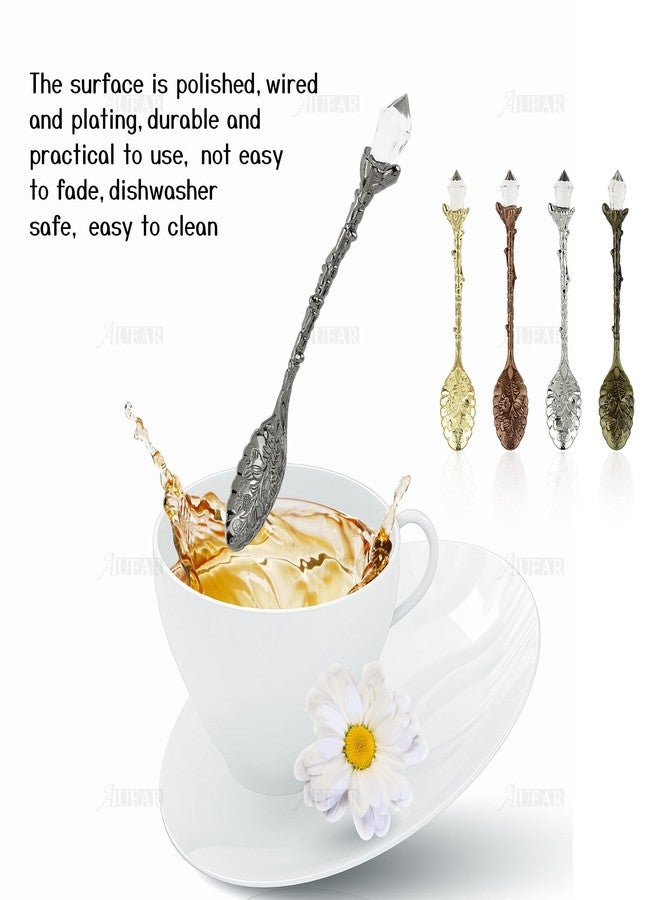 AUEAR, 50 Pack Vintage Crystal Spoons Set Carved Coffee Tea Spoons for Home Office Party Supplies - Image 3