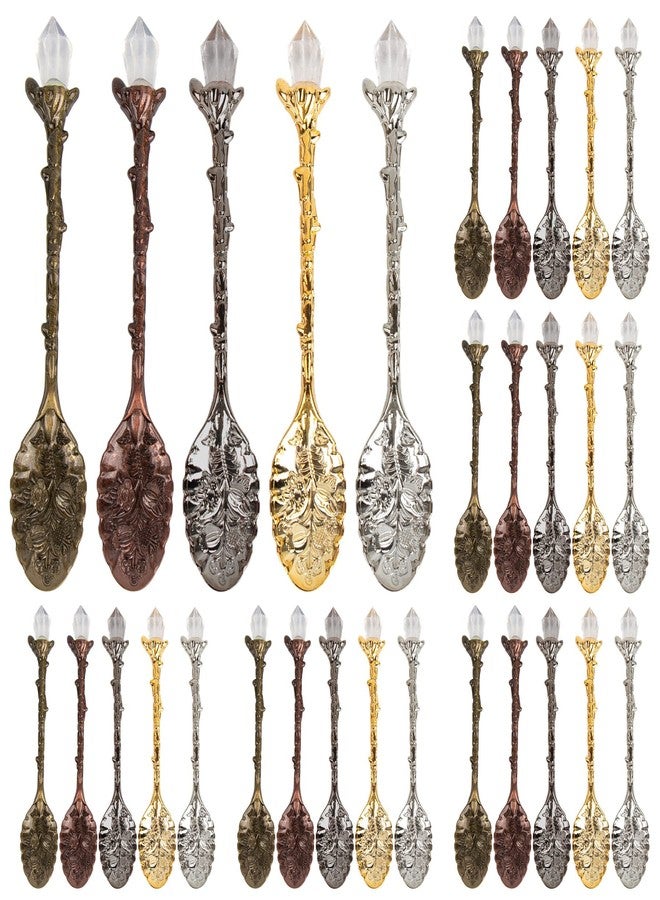AUEAR, 50 Pack Vintage Crystal Spoons Set Carved Coffee Tea Spoons for Home Office Party Supplies - Image 1