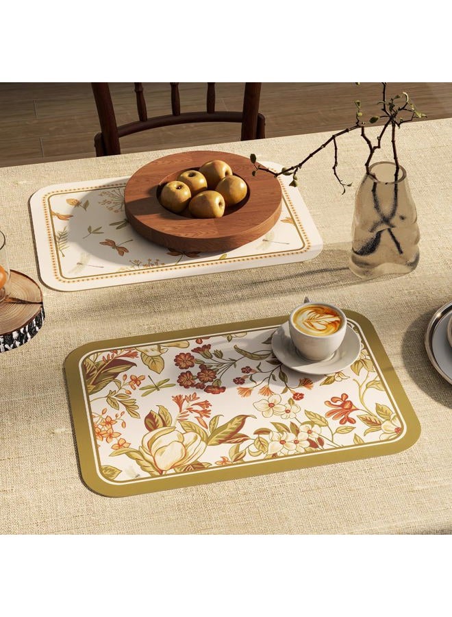 ISAENNE Floral Placemats,Set of 6,Rectangular PVC Placemats, Waterproof and Heat-resistant British Style,Suitable for Restaurants, Parties, Festivals,Dinning,12"*17" - Image 2