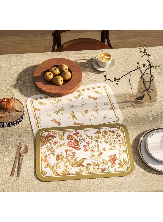 ISAENNE Floral Placemats,Set of 6,Rectangular PVC Placemats, Waterproof and Heat-resistant British Style,Suitable for Restaurants, Parties, Festivals,Dinning,12"*17" - Image 3