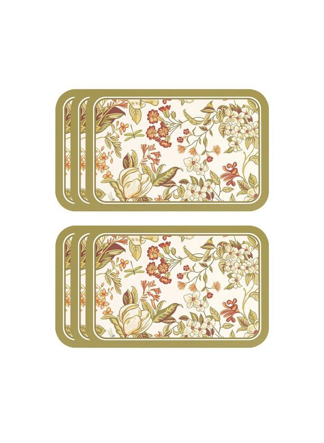 ISAENNE Floral Placemats,Set of 6,Rectangular PVC Placemats, Waterproof and Heat-resistant British Style,Suitable for Restaurants, Parties, Festivals,Dinning,12"*17" - Image 1