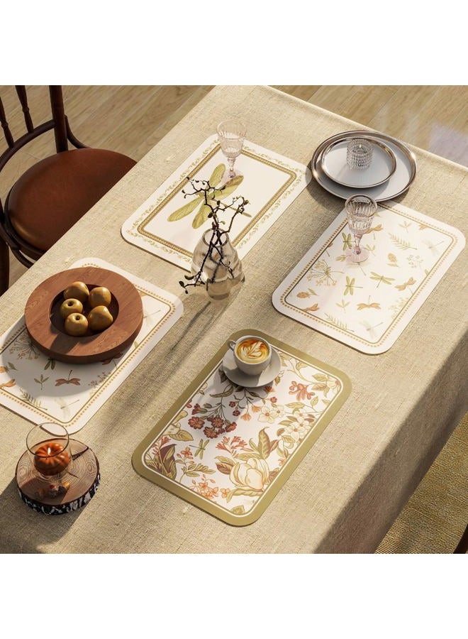 ISAENNE Floral Placemats,Set of 6,Rectangular PVC Placemats, Waterproof and Heat-resistant British Style,Suitable for Restaurants, Parties, Festivals,Dinning,12"*17" - Image 4