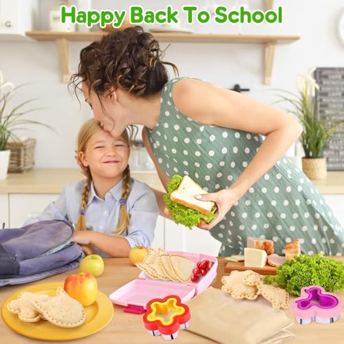 HINZER 12 Pack Sandwich Cutter and Sealer Set Crustable Bread Decruster DIY Cookie Stamps Mold Vegetable Fruit Cutters Shapes for Kids Back to School Bento Box Accessories - Image 3