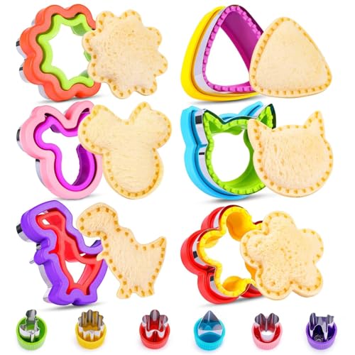 HINZER 12 Pack Sandwich Cutter and Sealer Set Crustable Bread Decruster DIY Cookie Stamps Mold Vegetable Fruit Cutters Shapes for Kids Back to School Bento Box Accessories - Image 1