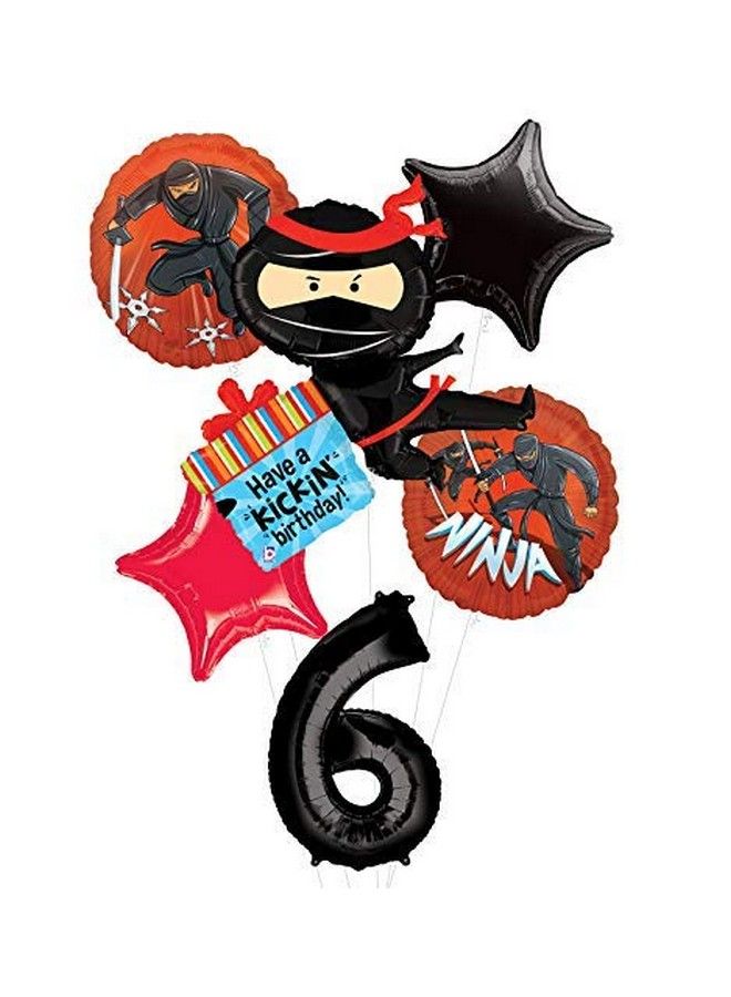 Mayflower Ninja Birthday Party Supplies Have A Happy Kickin 6Th Birthday Balloon Bouquet Decorations - Image 1