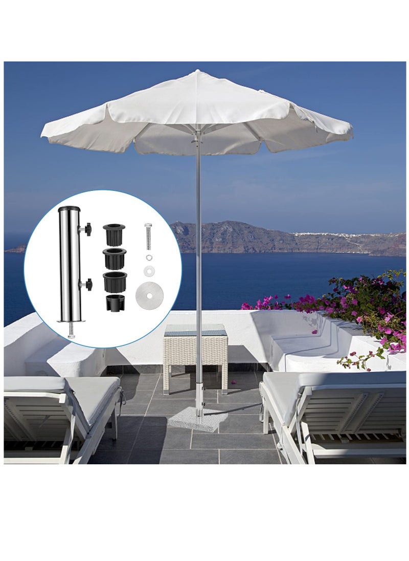 Excefore - Umbrella Stand Mount Stand Tube Set, Outdoor Stainless Steel Parasol Base Holder PVC Insert Pipe Sleeve, Adjustable Patio Table Umbrella Stand Parts Replacement for Outdoor Garden Backyard Balcony - Image 1