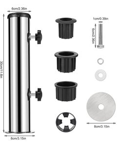 Excefore Umbrella Stand Mount Stand Tube Set, Outdoor Stainless Steel Parasol Base Holder PVC Insert Pipe Sleeve, Adjustable Patio Table Umbrella Stand Parts Replacement for Outdoor Garden Backyard Balcony  - Image 2