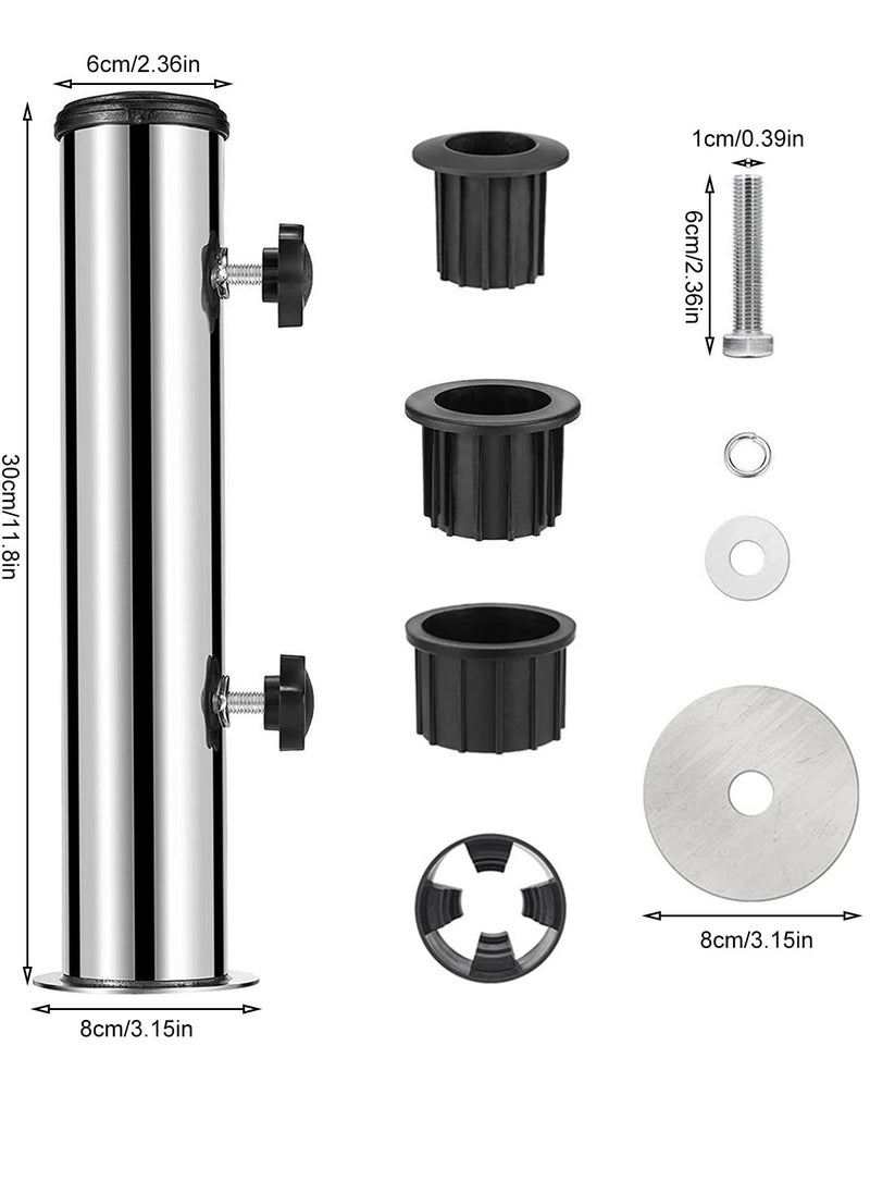 Excefore - Umbrella Stand Mount Stand Tube Set, Outdoor Stainless Steel Parasol Base Holder PVC Insert Pipe Sleeve, Adjustable Patio Table Umbrella Stand Parts Replacement for Outdoor Garden Backyard Balcony - Image 1