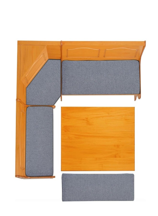 MICUSHION 4 Pieces Kitchen Breakfast Nook Cushions Set Corner Nook Dining Table Cushion linon Bench seat pad (Gray, Standard) - Image 5