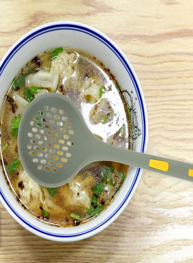 BESTOYARD Silicone Slotted Spoon Skimmer Colander Scoop Strainer for Noodles, Dumplings, Hot Pot, and Kitchen Cooking, Heat Resistant, Dishwasher Safe, 12.2 Inch - Image 3