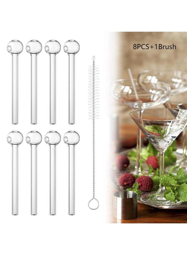 8 PCS Reusable Glass Drink Straws, clear, 10x1x2.5cm  - Image 1