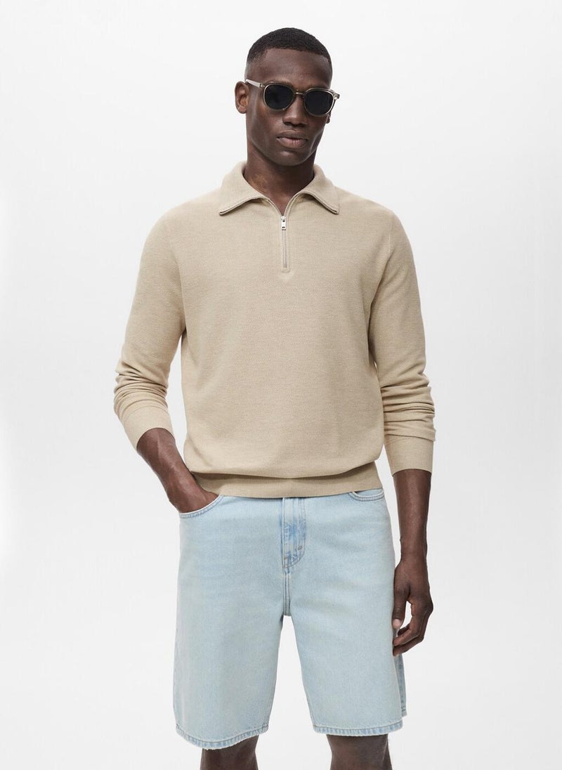 مانجو مان سترة بياقة بسحاب وهيكل دقيق - Image 1