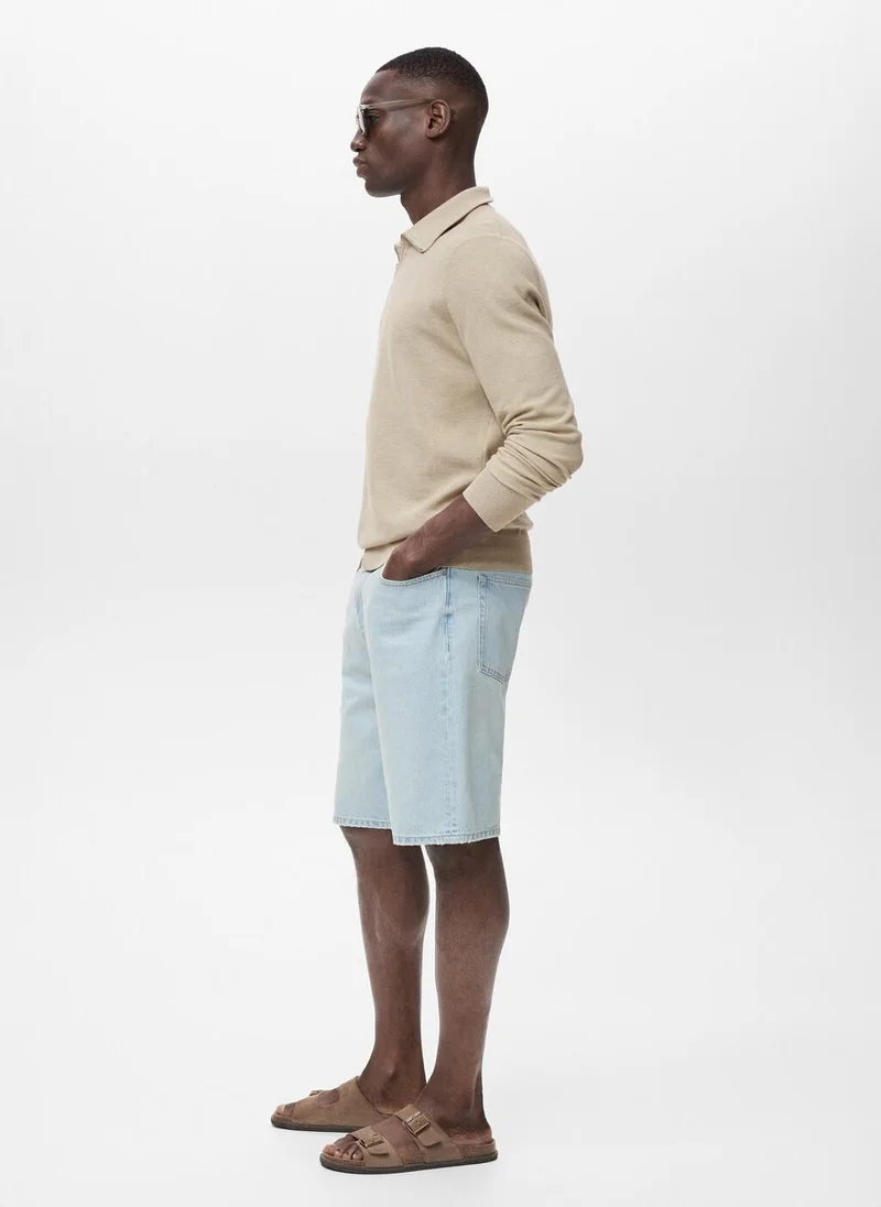 Mango Man Microstructure sweater with zipper collar