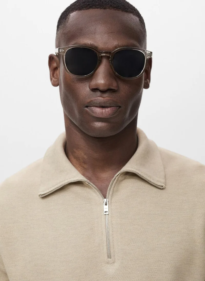 Mango Man Microstructure sweater with zipper collar