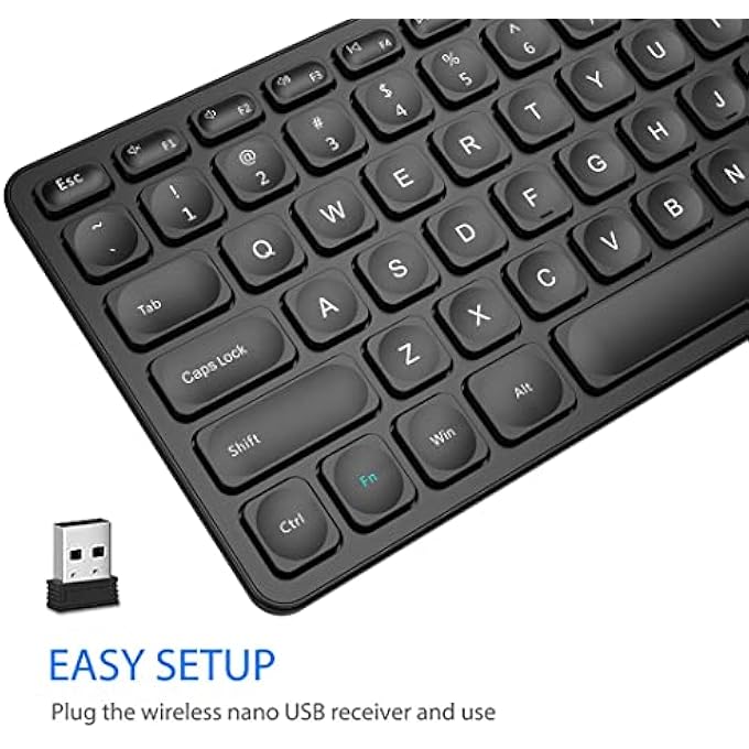 Arteck 2.4G WIRELESS KEYBOARD ULTRA SLIM FULL SIZE KEYBOARD WITH NUMERIC KEYPAD AND MEDIA HOTKEY FOR COMPUTER/DESKTOP/PC/LAPTOP/SURFACE/SMART TV AND WINDOWS 10/8/ 7 BUILT-IN RECHARGEABLE BATTERY - Image 2