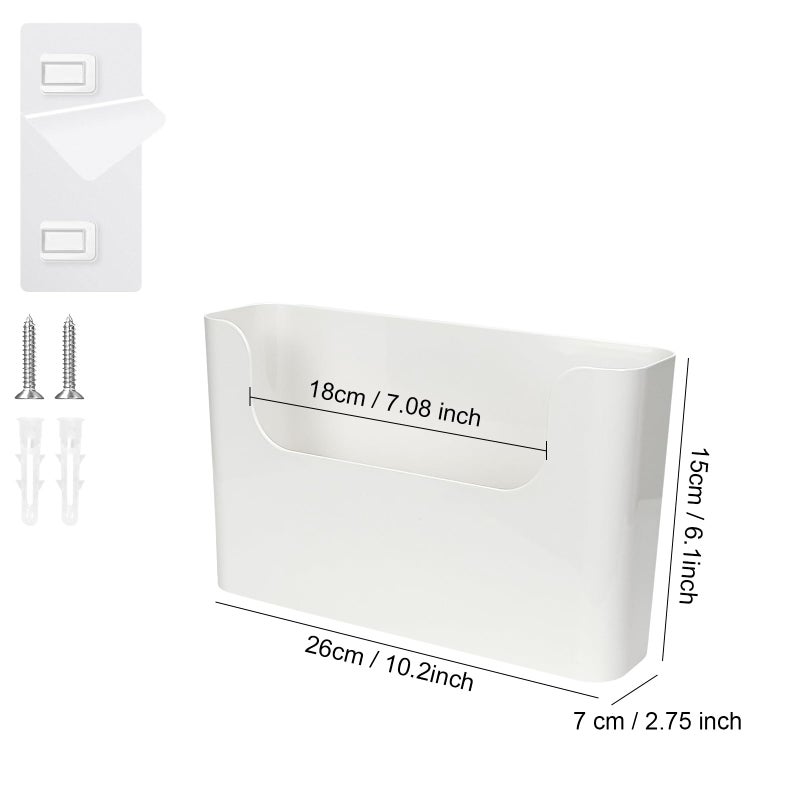POUYRBA Wall File Holder - White Plastic Wall Mount File Organizer for Office, Home, Classroom - Image 2