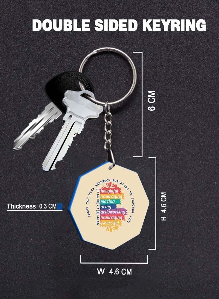 Service Zone Keychain Small Gift To Love One Octagon Shape With Double Side Print 