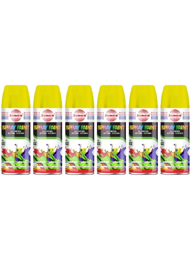 Asmaco Spray Paint - Yellow - 400 Ml - Set of 06