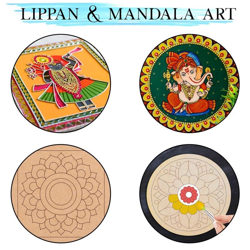 Eduway Eduway 12x12 Inch MDF Board Wood Sheet for Mandala Lippan Resin Art Craft 4mm Thick Pack of 2 Premium Cardboard Material for Artists Art and Craft Students Hard Cutout in Small and Large Sizes 30x30 cms - Image 5