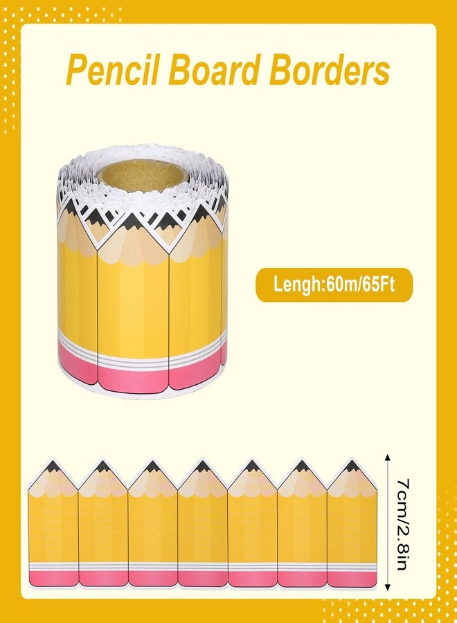 Gralune 65 Ft Pencil Classroom Bulletin Board Borders Pencil Border Trim for Teacher School Classroom Chalkboard Decorations Back to School Decor - Image 5