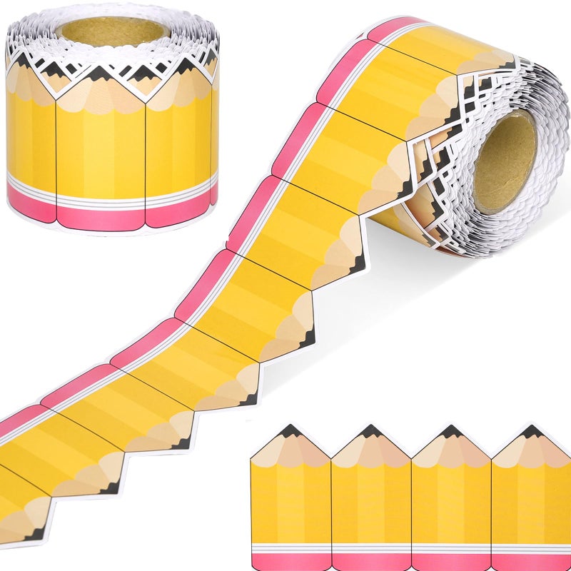 Gralune 65 Ft Pencil Classroom Bulletin Board Borders Pencil Border Trim for Teacher School Classroom Chalkboard Decorations Back to School Decor - Image 1