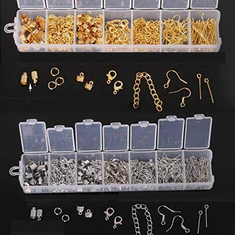 DIY Crafts DIY Crafts 25 Grm, Gold, Silver/Gold Color Metal Parts Mix Set for Making Bracelet Necklace Earring Jewelry Findings Accessories Manual Note:- Bo(25 Grm, Gold)  - Image 1