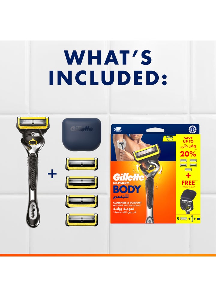 Buy Gillette Fusion Body Men's Refillable Razor: Handle + 5 Blade ...