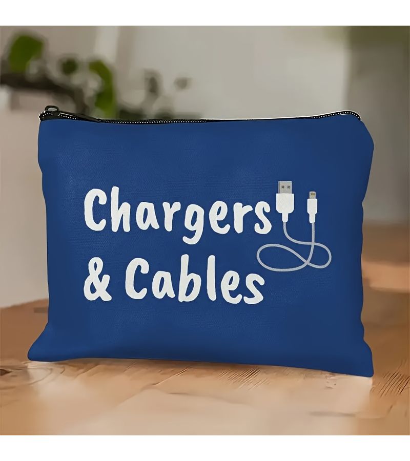 Royal Blue Cosmetic Bag Polyester Travel Organizer Makeup Tech Essentials - Image 5