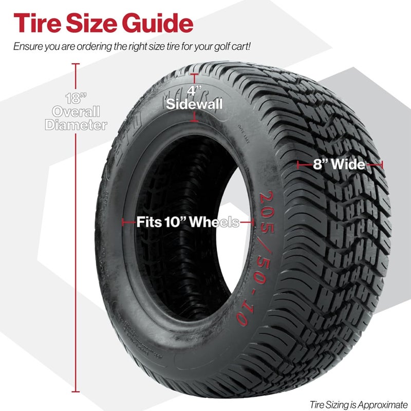 GTW إطار جولف كارت منخفض البروفايل GTW مامبا 205/50-10 للاستخدام في الشارع أو ملعب الجولف - Image 2