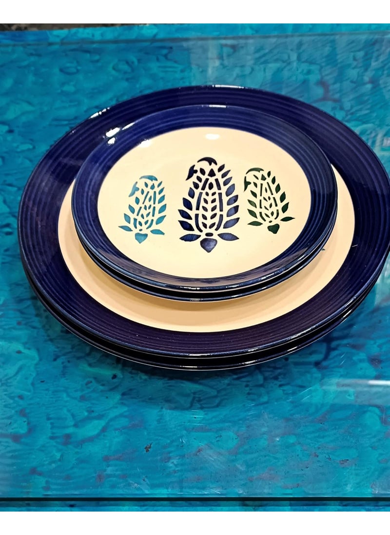 Caffeine Caffeine Ceramic Handmade Blue Boota Combo Dinner Set (6 pcs)  - Image 2