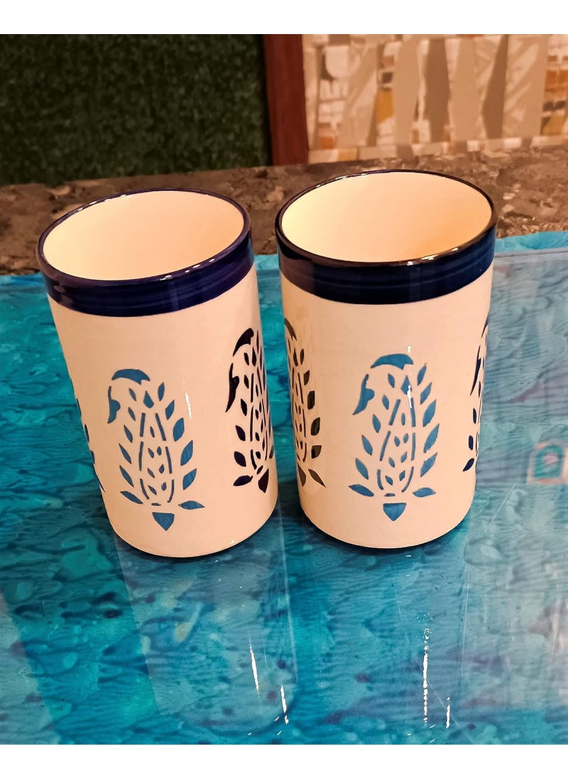 Caffeine Caffeine Ceramic Handmade Blue Boota Combo Dinner Set (6 pcs)  - Image 3