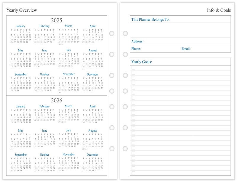newestor 2026 Weekly Planner Refill for Mini Binder, Week on Two Pages, 5.5"x8.5", 7 Holes - Image 2