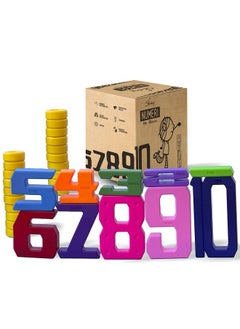 Skoolzy Number Blocks & Coins Counting Stacking 20 Piece Set Toddler Toys Preschool Learning Activities Stem Montessori Toys For Toddlers Homeschool Kids Learning Toys Ages 18 Months+ Includes Ebook  - Image 2
