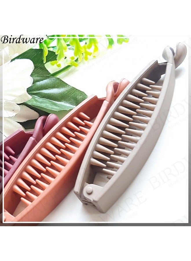 BIRDWARE Hair Clips Big-Size Multi Color Imported Rubber Acrylic Material Stone Butterfly Hair Clips For Women | Hair Clutchers (Multi colour Banana clips Pk of 4) - Image 5