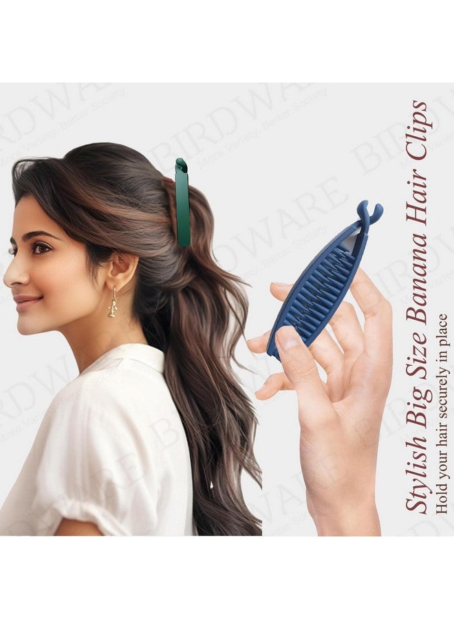 BIRDWARE Hair Clips Big-Size Multi Color Imported Rubber Acrylic Material Stone Butterfly Hair Clips For Women | Hair Clutchers (Multi colour Banana clips Pk of 4) - Image 2