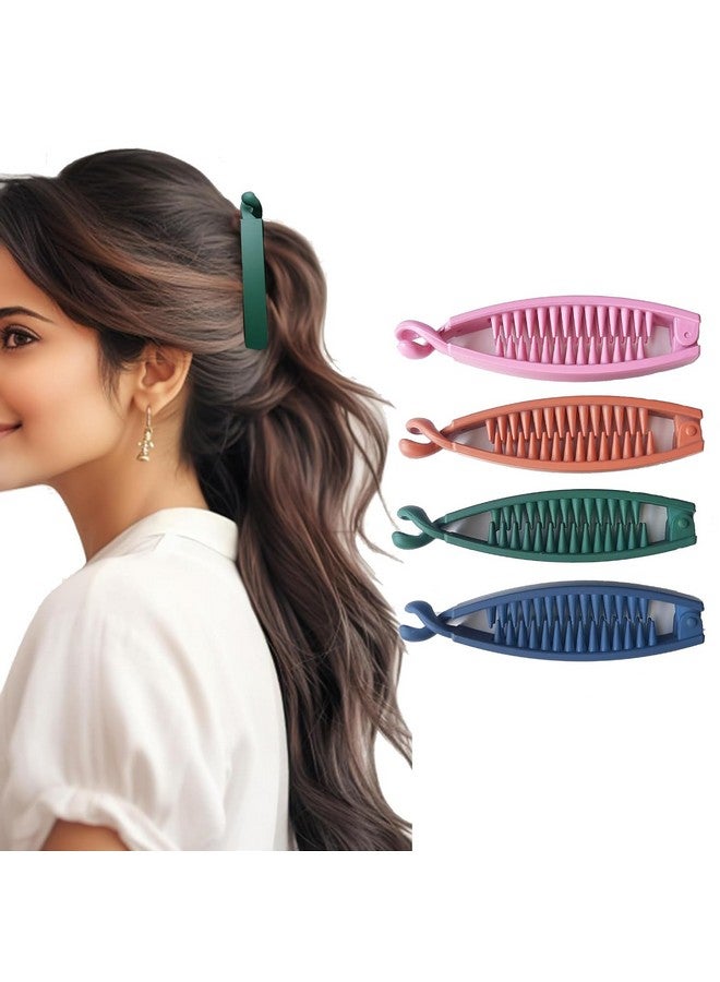 BIRDWARE Hair Clips Big-Size Multi Color Imported Rubber Acrylic Material Stone Butterfly Hair Clips For Women | Hair Clutchers (Multi colour Banana clips Pk of 4) - Image 1