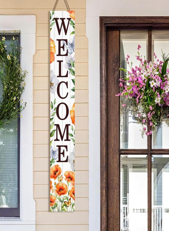 ARTDMT Spring Welcome Wooden Porch Sign 47.2" Spring Large Welcome Porch Sign Vertical Indoor Outdoor Standing Sign for Home Front Door Yard Season Decor - Image 4