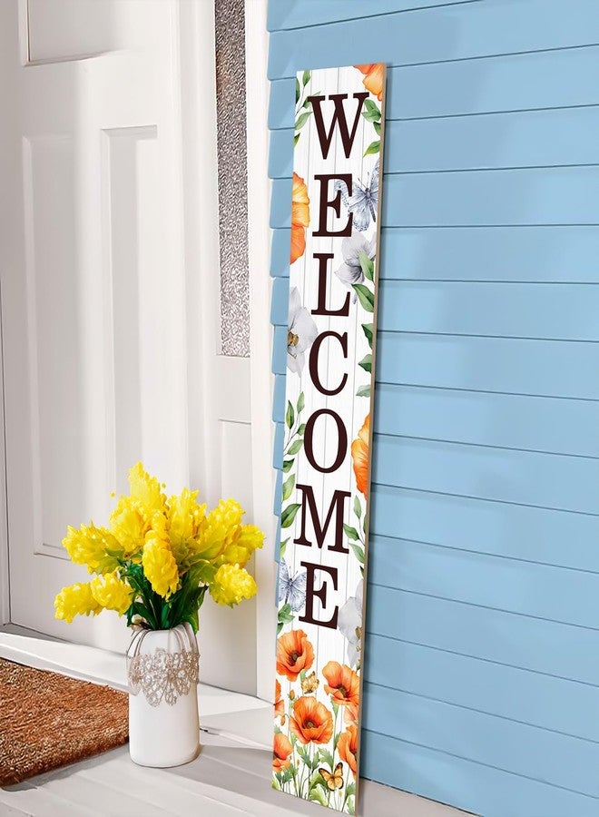 ARTDMT Spring Welcome Wooden Porch Sign 47.2" Spring Large Welcome Porch Sign Vertical Indoor Outdoor Standing Sign for Home Front Door Yard Season Decor - Image 3