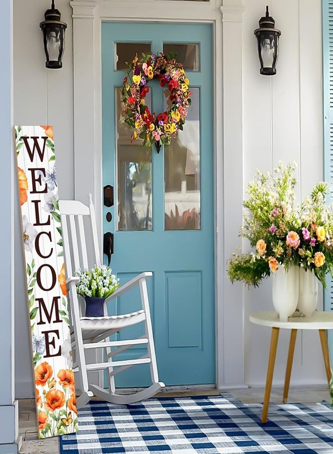ARTDMT Spring Welcome Wooden Porch Sign 47.2" Spring Large Welcome Porch Sign Vertical Indoor Outdoor Standing Sign for Home Front Door Yard Season Decor - Image 5