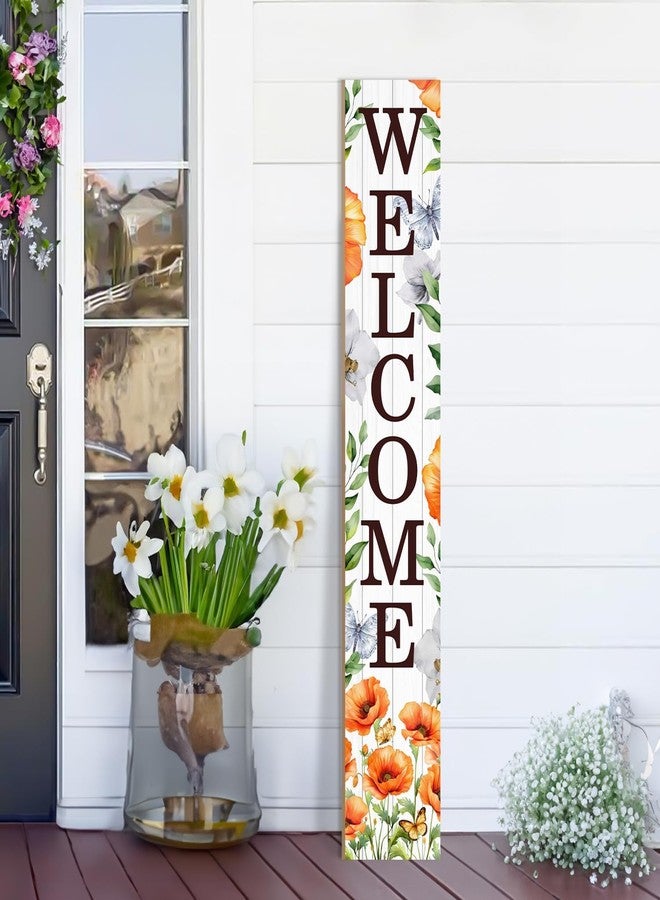 ARTDMT Spring Welcome Wooden Porch Sign 47.2" Spring Large Welcome Porch Sign Vertical Indoor Outdoor Standing Sign for Home Front Door Yard Season Decor - Image 1