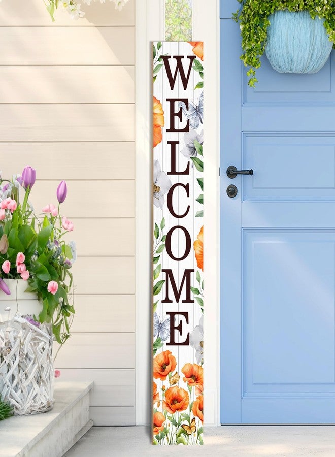 ARTDMT Spring Welcome Wooden Porch Sign 47.2" Spring Large Welcome Porch Sign Vertical Indoor Outdoor Standing Sign for Home Front Door Yard Season Decor - Image 2