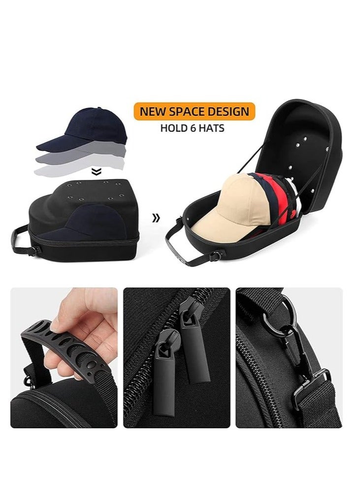 General Hat Case for Travel - Waterproof Hard EVA The Carrier Case | Baseball Caps Storage Case with Shoulder Strap and Carabiner, Hat Organizer Box for 6 Baseball Caps  - Image 5