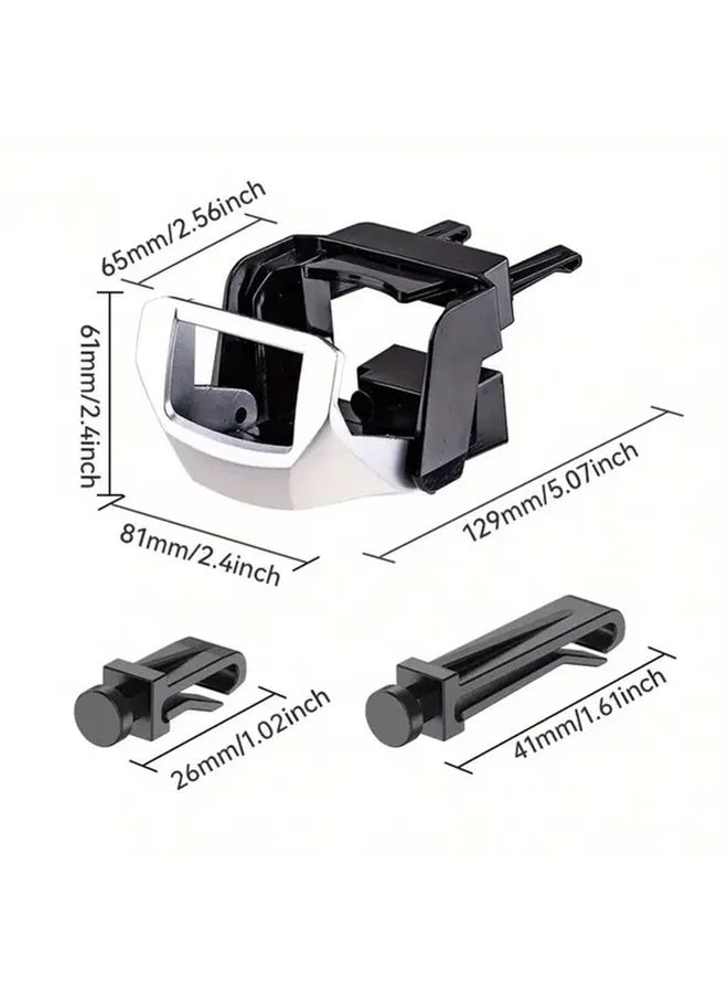 Silvery Adjustable Car Cup Holder For Air Vent With Suction Cup And Clamp Bracket - Image 3