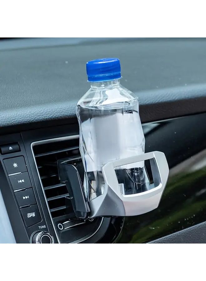 Silvery Adjustable Car Cup Holder For Air Vent With Suction Cup And Clamp Bracket - Image 2